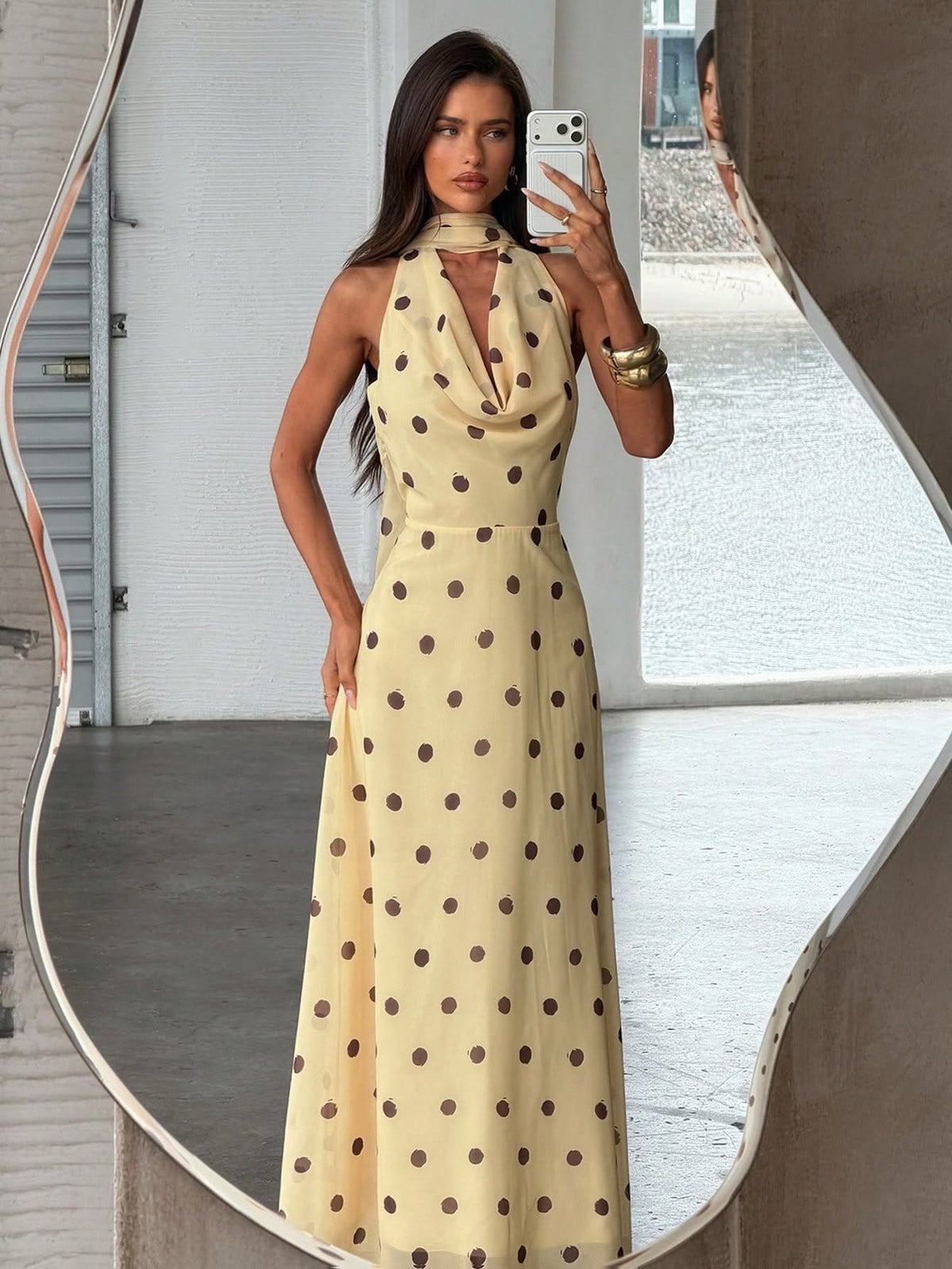 Polka Dot Lace Trim Cami Top & Skirt Sets