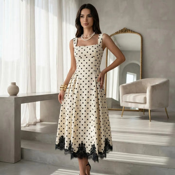 Polka Dot Lace Midi Dress