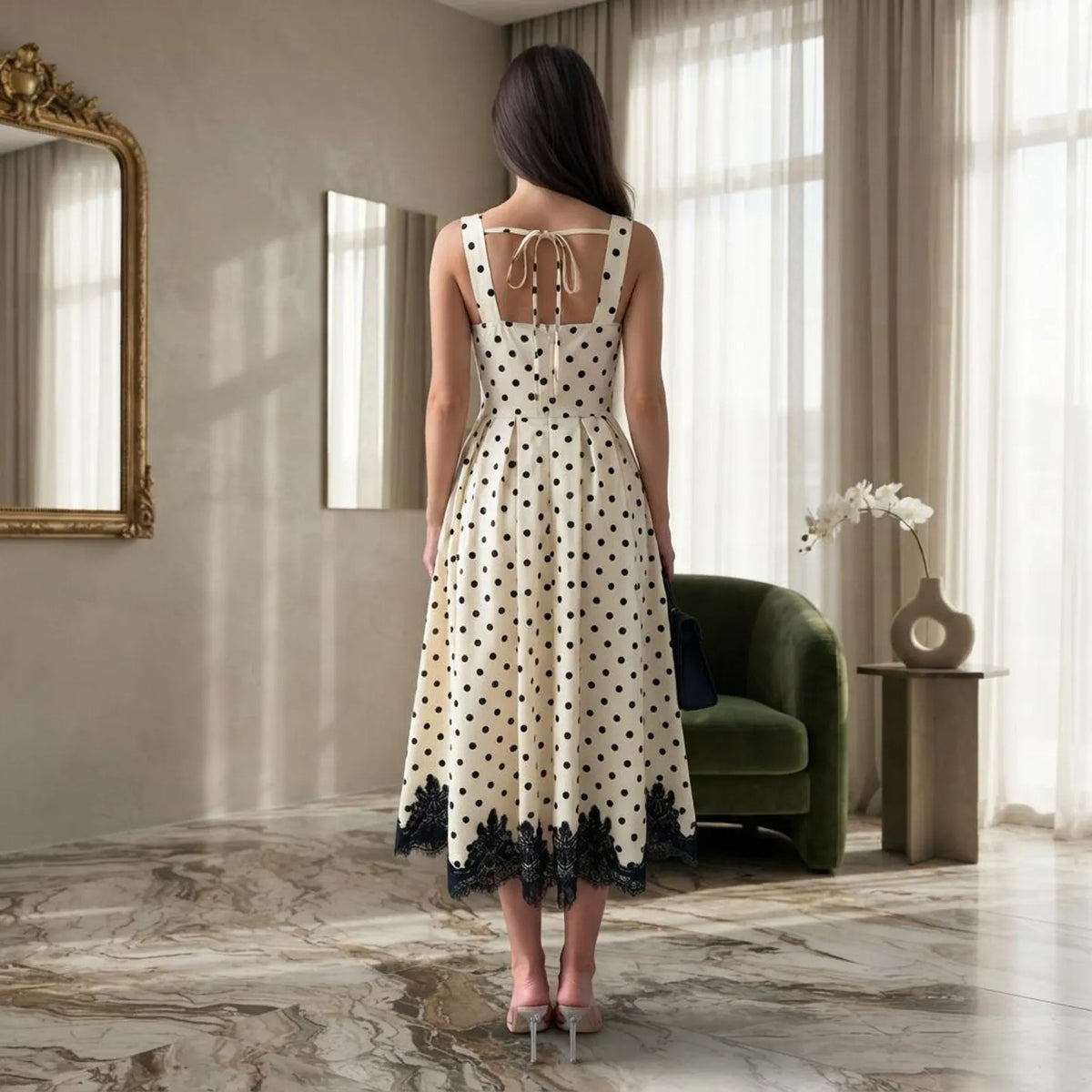Polka Dot Lace Midi Dress