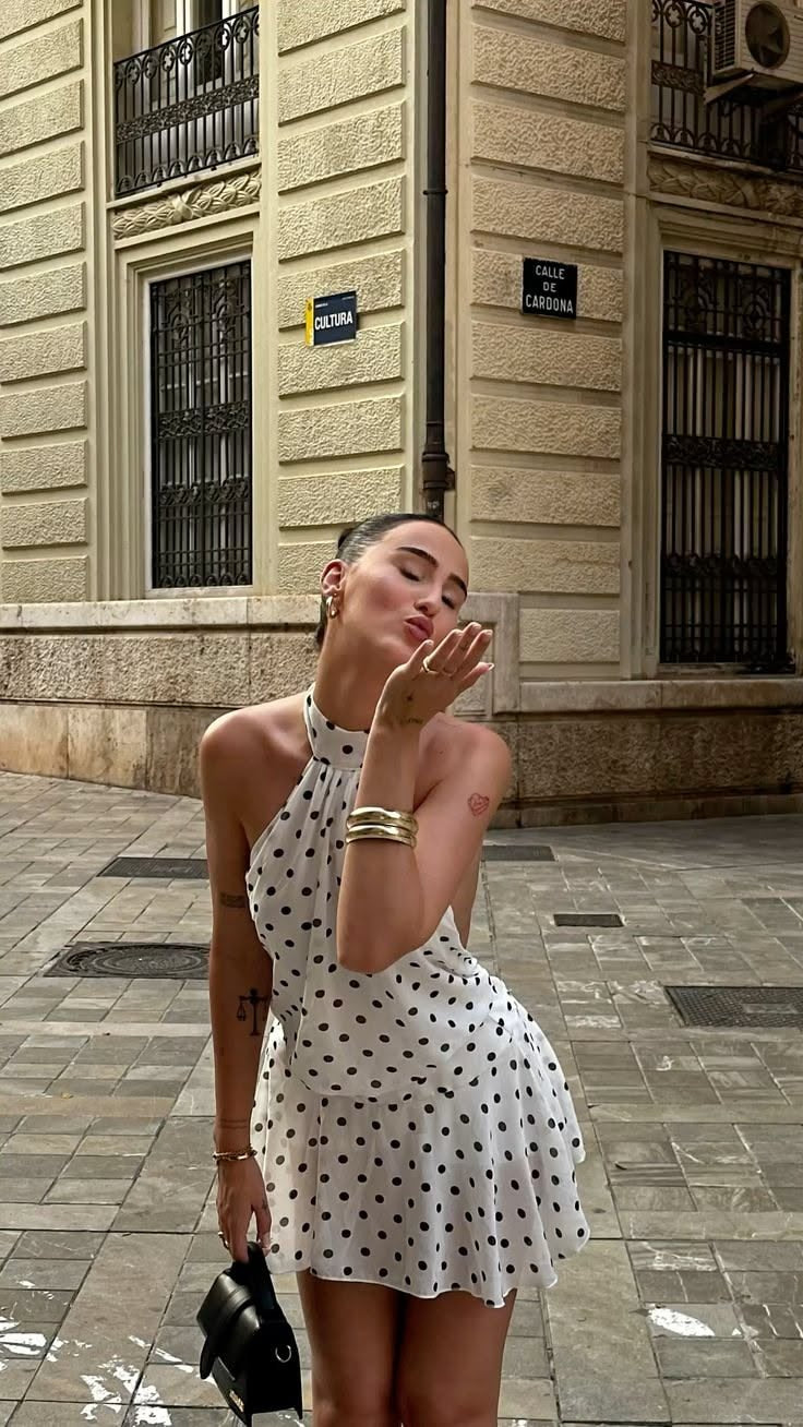 Celeste Polka Dot Halter Dress